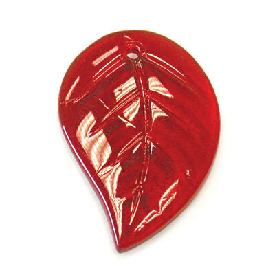 30MM SIAM COLORED CZECH RIGHT LEAF W/ FLAT BACK 