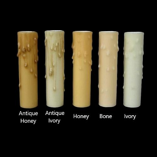Antique Ivory Beeswax Candle Cover w/ Drip, Medium Base