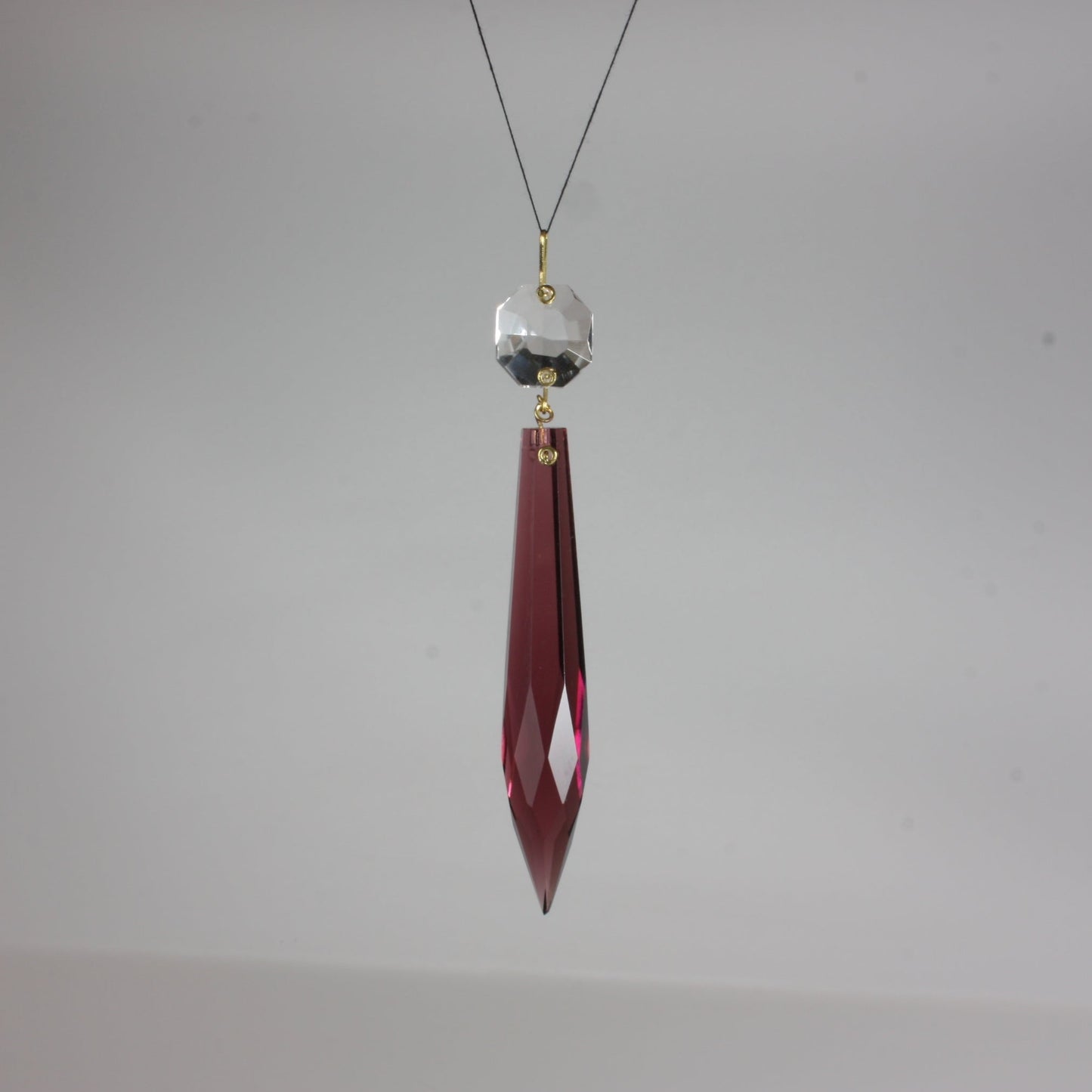 Czech 3" Colored U-Drop Prism w/ Clear Top Bead
