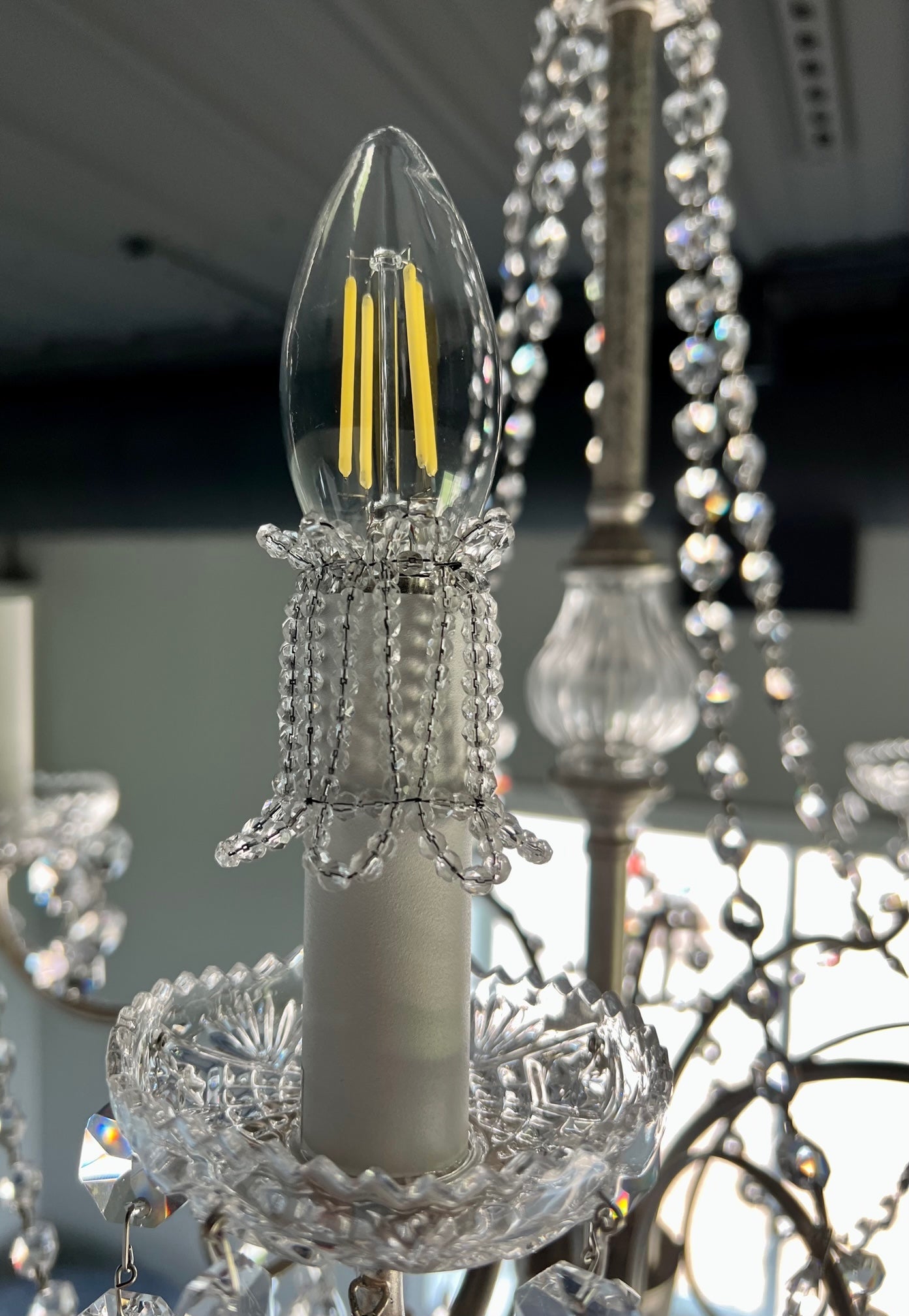 Clear Beaded Candle Sleeve Cover