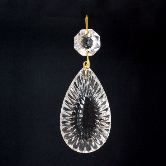 Flame Crystal Prism w/ Top Bead, Brass Snake Clip