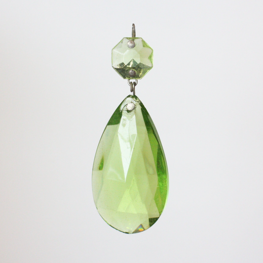 2" Peridot Pressed Full Cut Teardrop w/ Top Bead