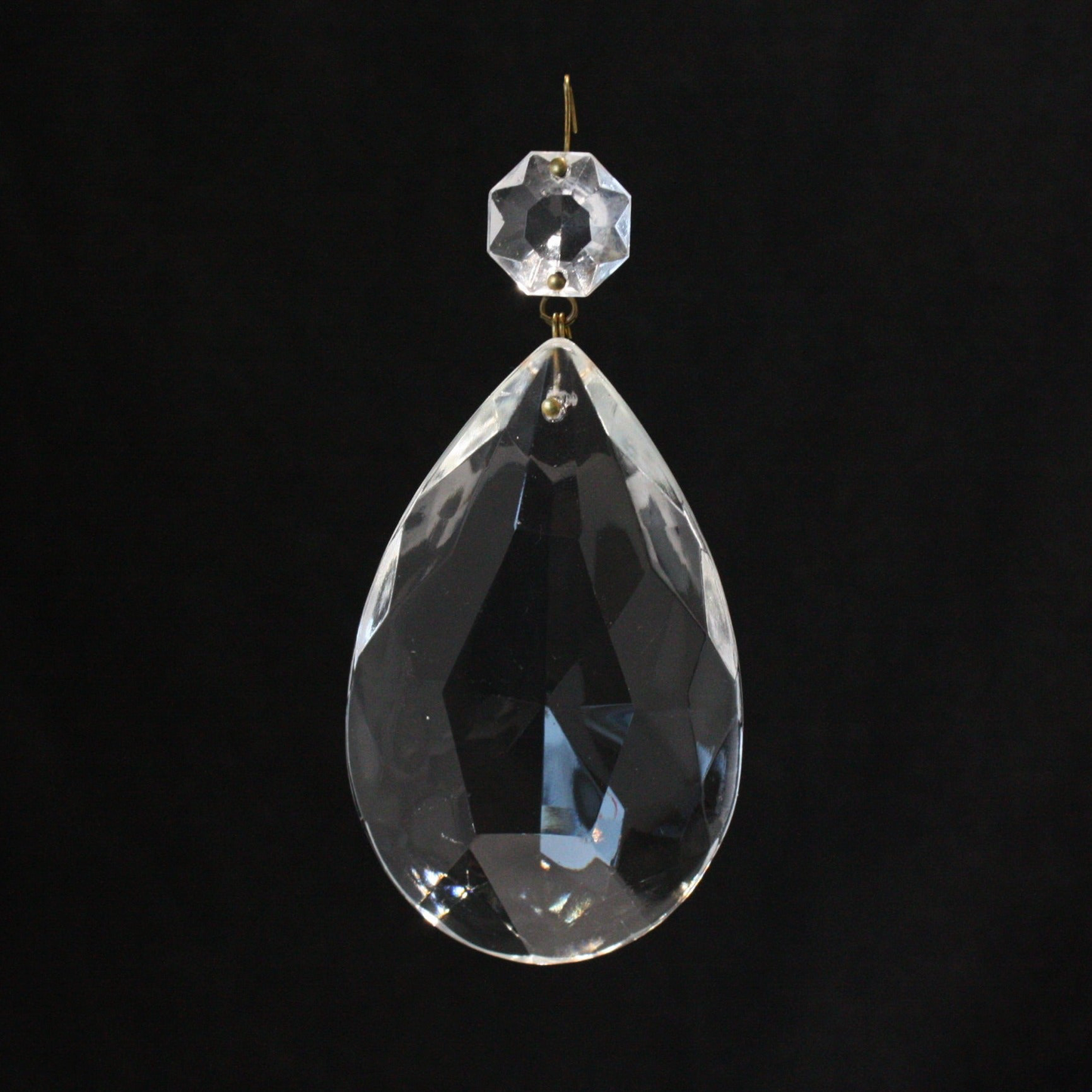 Half-Cut Teardrop Prism w/ Top Bead, Clear