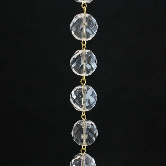 39" Clear Highly Faceted Round Bead Chain
