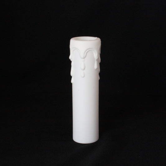 4" White Plastic Candle Cover w/ White Drip, European Base