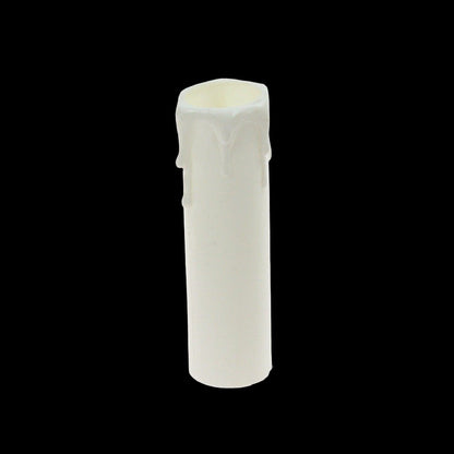 White Plastic Candle Cover w/ White Drip, Candelabra Base