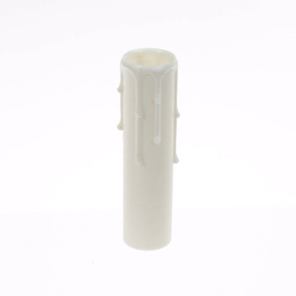 White Plastic Candle Cover w/ White Drip, Candelabra Base