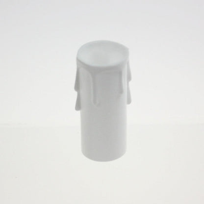 White Plastic Candle Cover w/ White Drip, Medium Base