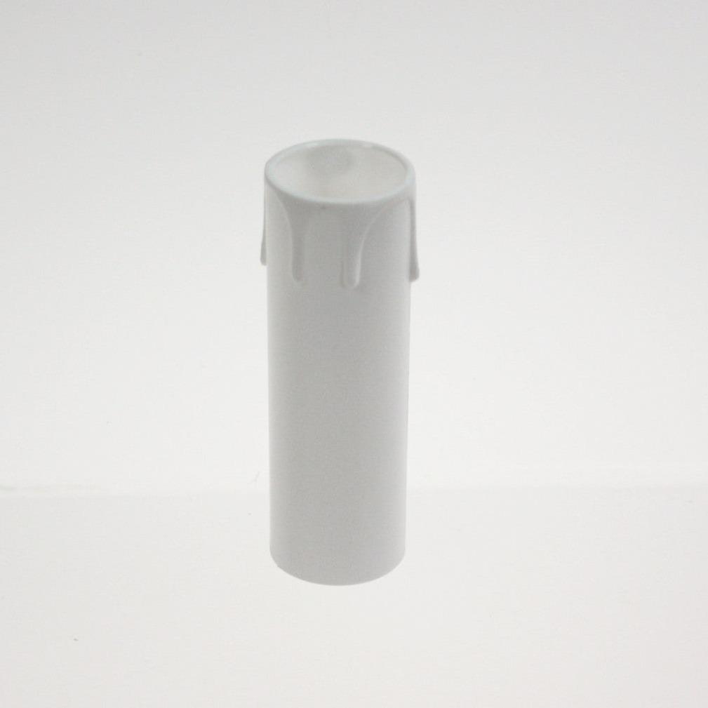 White Plastic Candle Cover w/ White Drip, Medium Base