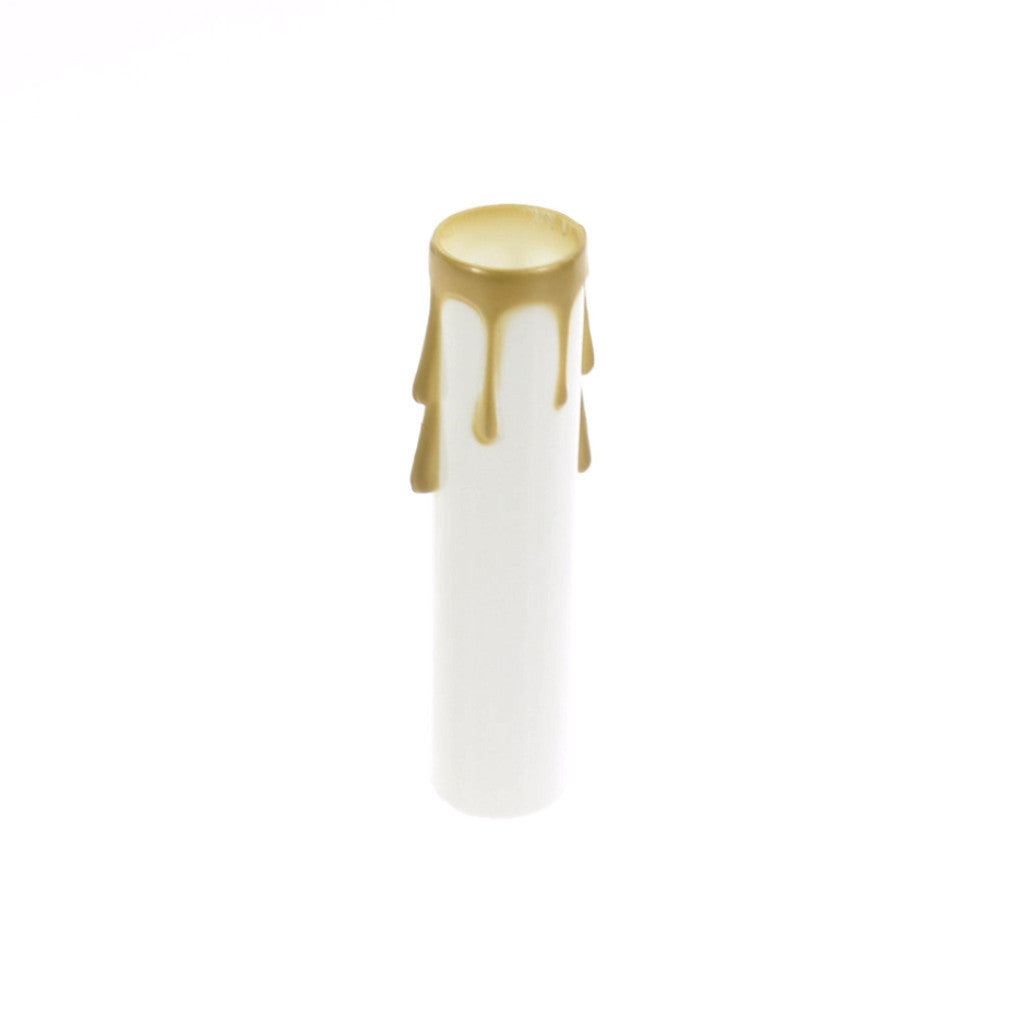 White Plastic Candle Cover w/ Gold Drip, Candelabra Base
