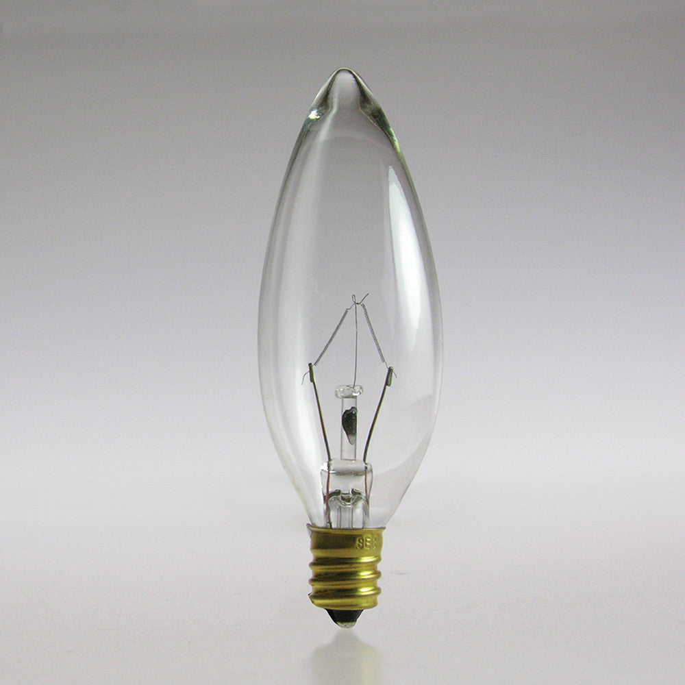 Clear Torpedo Bulb, Candelabra Base <Br>(Box of 25)