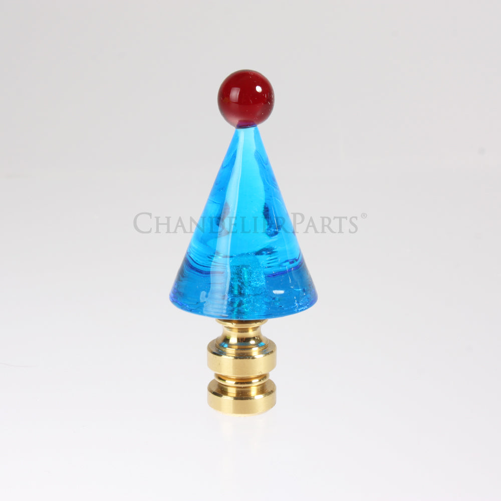 Blue Cone with Red Ball Finial