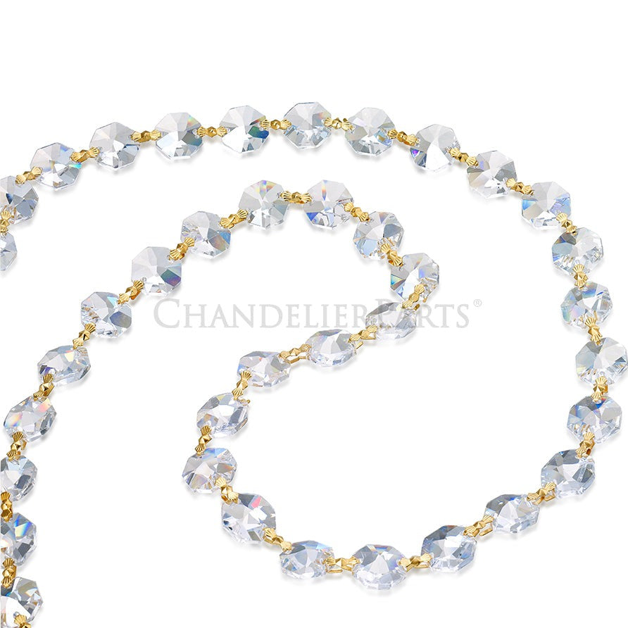 Cadena De Prismas De Cristal K9 Para Lámparas - 1.8 M, Cuentas Octogonales De 14 Mm, Para Bodas Y Decoración