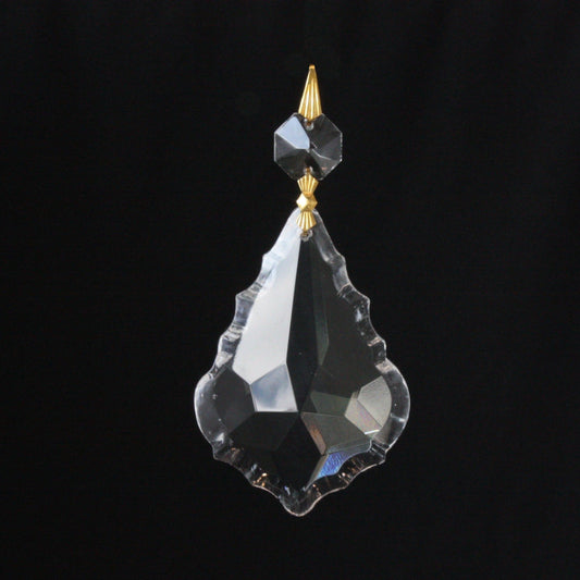 3" Clear Traditional Pendalogue w/ Top Bead, Gold Bow Tie (Blemished)