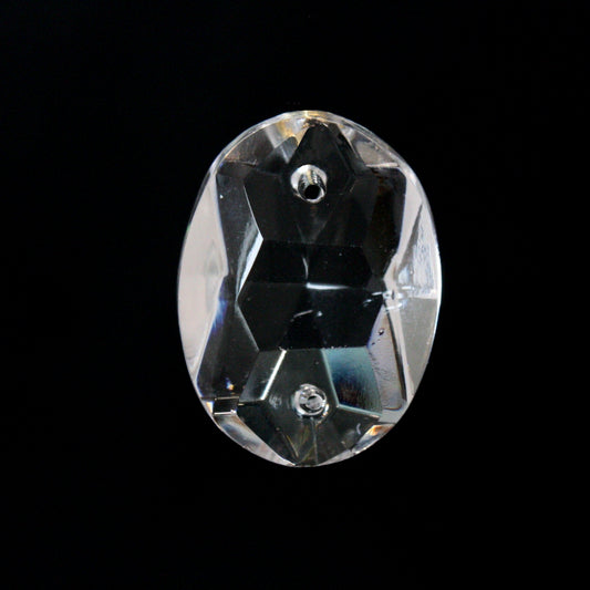 2-Hole Clear Czech Oval Bead