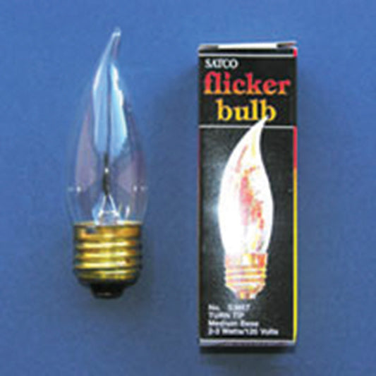 3 Watt Flicker Flame Turn Tip Bulb, cb or mb<br> (Each)